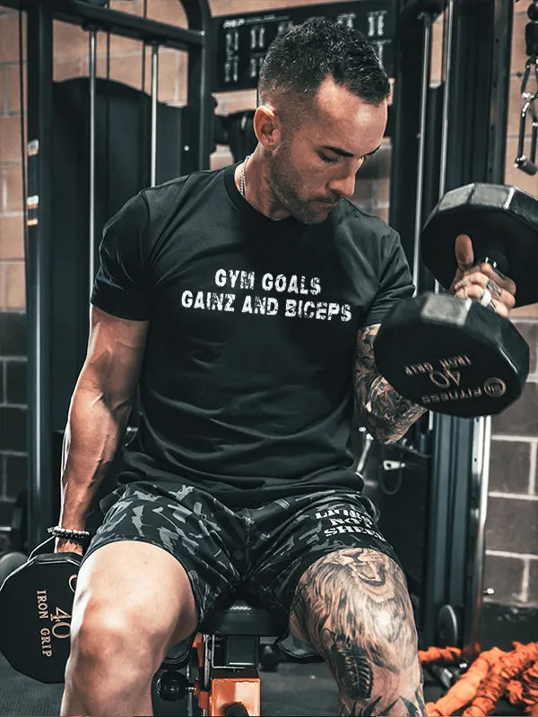 Gym Goals Gainz And Biceps Printed Men's T-shirt sold by Polyalien