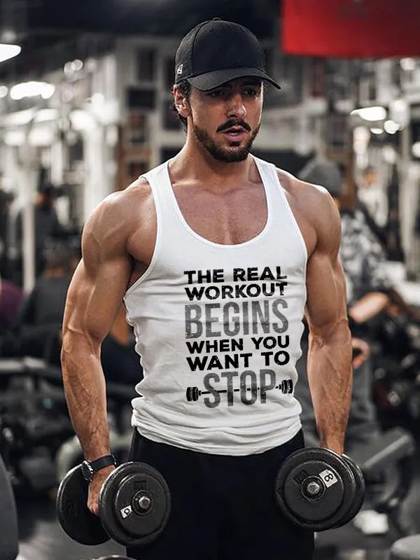 The Real Begins When You Want To Stop Printed Men's Vest sold by Polyalien