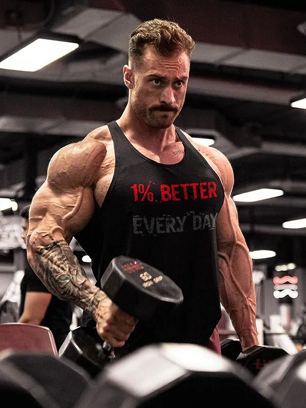 1% Better Every Day Printed Men's Vest sold by Polyalien