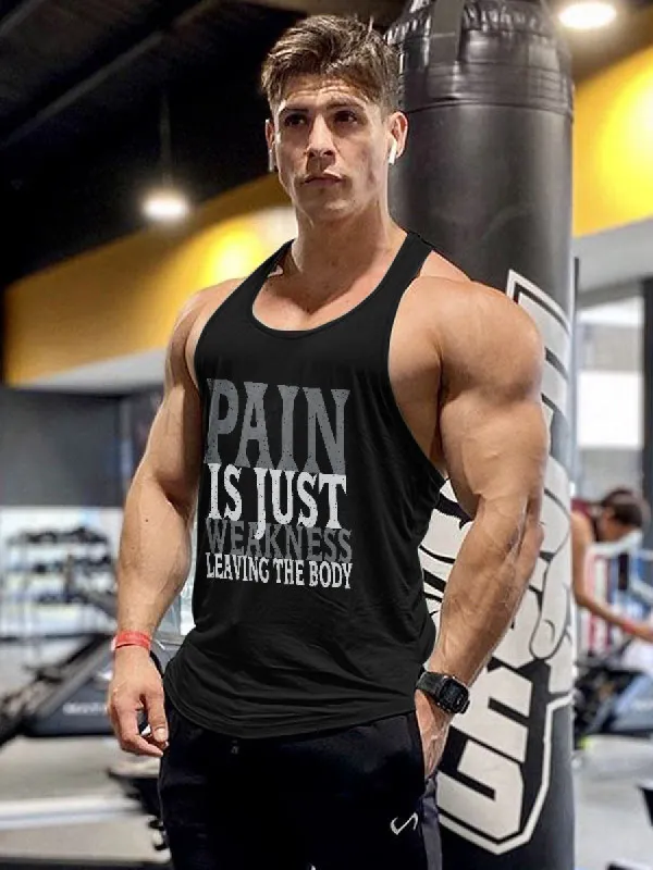 Pain Is Just Weakness Leaving The Body Printed Men's Vest sold by Polyalien