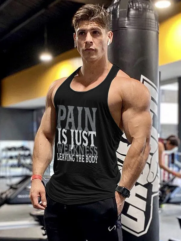 Pain Is Just Weakness Leaving The Body Printed Men's Vest sold by Polyalien