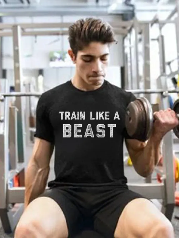 Train Like A Beast Print Men's T-shirt sold by Polyalien