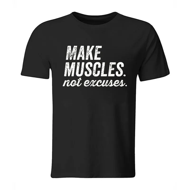 Make Muscles Not Excuses Print Men's T-shirt sold by Polyalien product image thumbnail 2