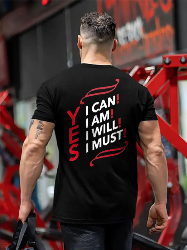 Yes I Can! I Am! I Will! I Must! Printed Men's T-shirt sold by Polyalien