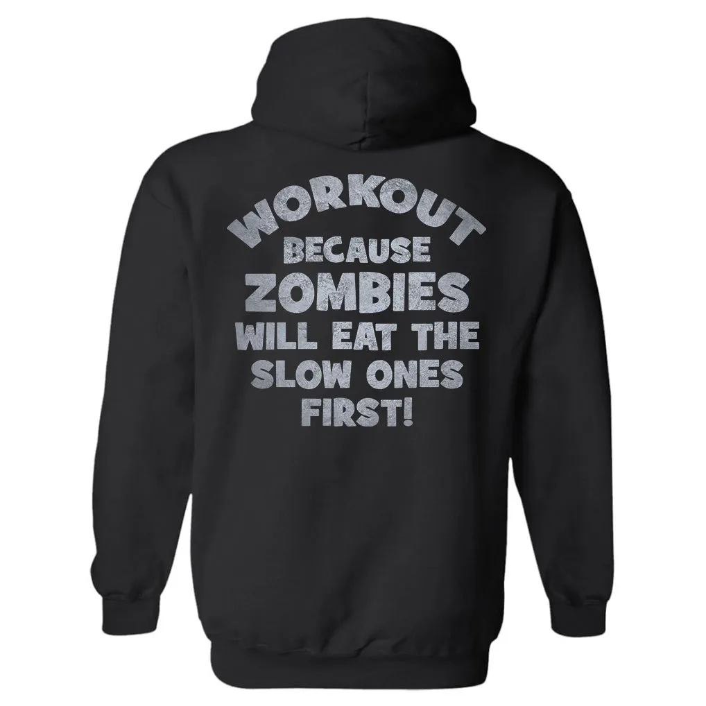 Workout Because Zombis Will Eat The Slow Ones First! Printed Men's Hoodie sold by Polyalien product image thumbnail 2