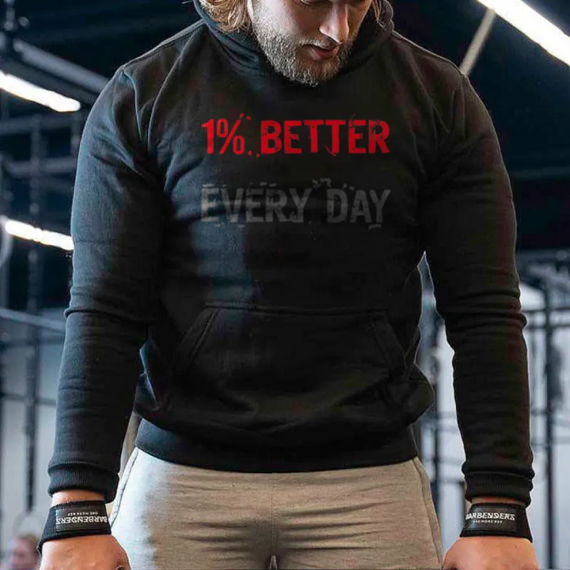 1% Better Every Day Printed Casual Hoodie sold by Polyalien