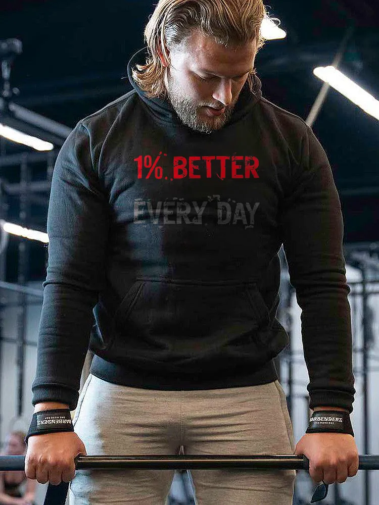1% Better Every Day Printed Casual Hoodie sold by Polyalien product image thumbnail 2