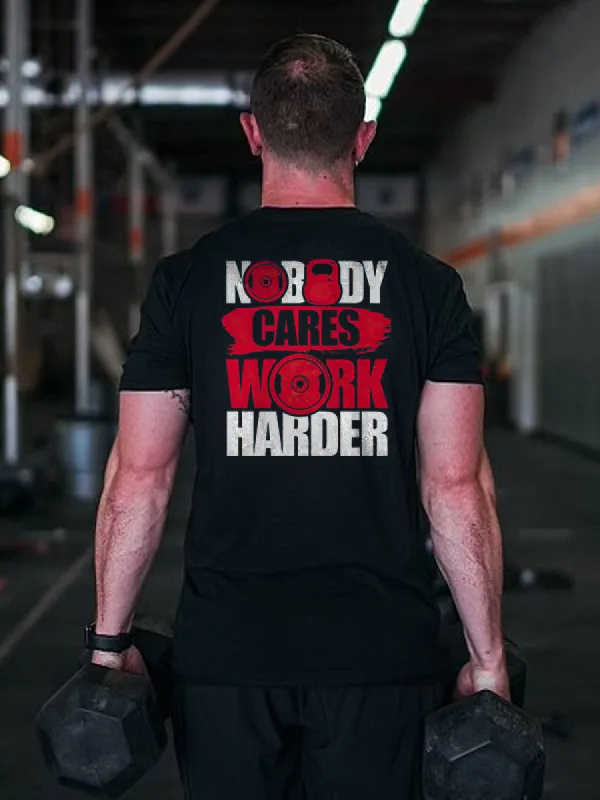 Nobody Cares Work Harder Printed Men's T-shirt sold by Polyalien