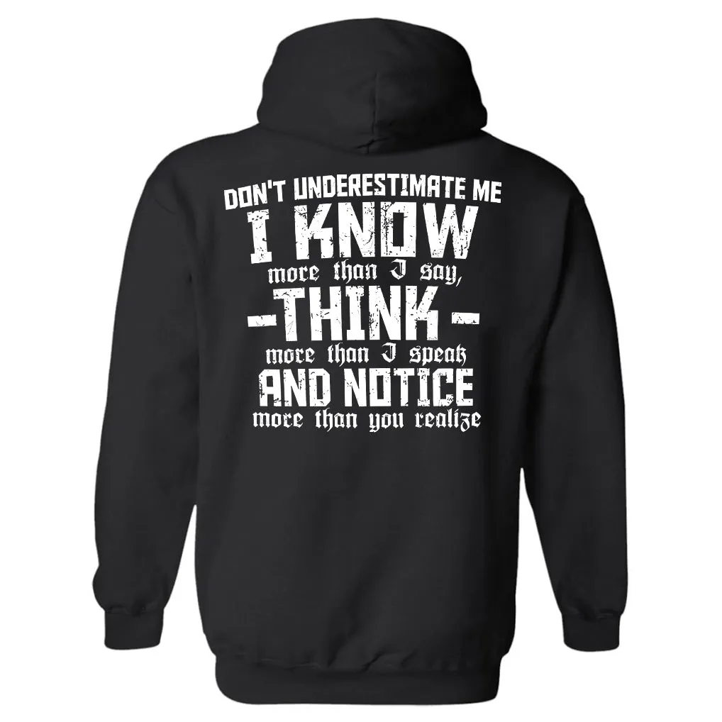 Don't Underestimate Me I Know More Than I Say Printed Men's Hoodie sold by Polyalien product image thumbnail 2