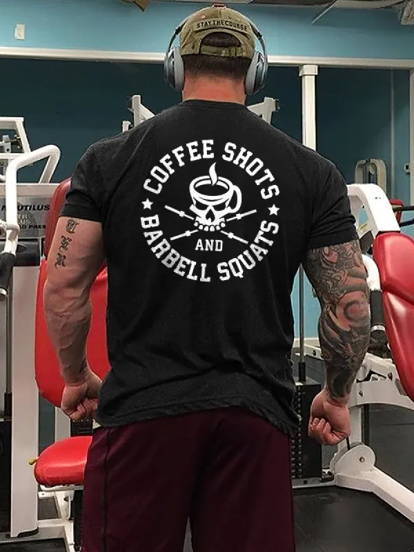 Coffee Shots Barbell Squat Printed Men's T-shirt sold by Polyalien
