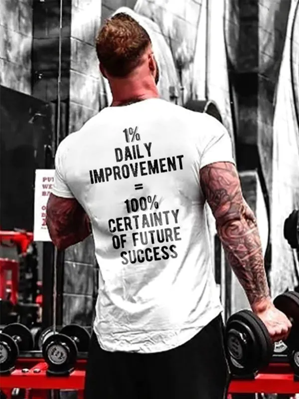 1% Daily Improvement = 100% Certainty Of Future Success Printed Men's T-shirt sold by Polyalien