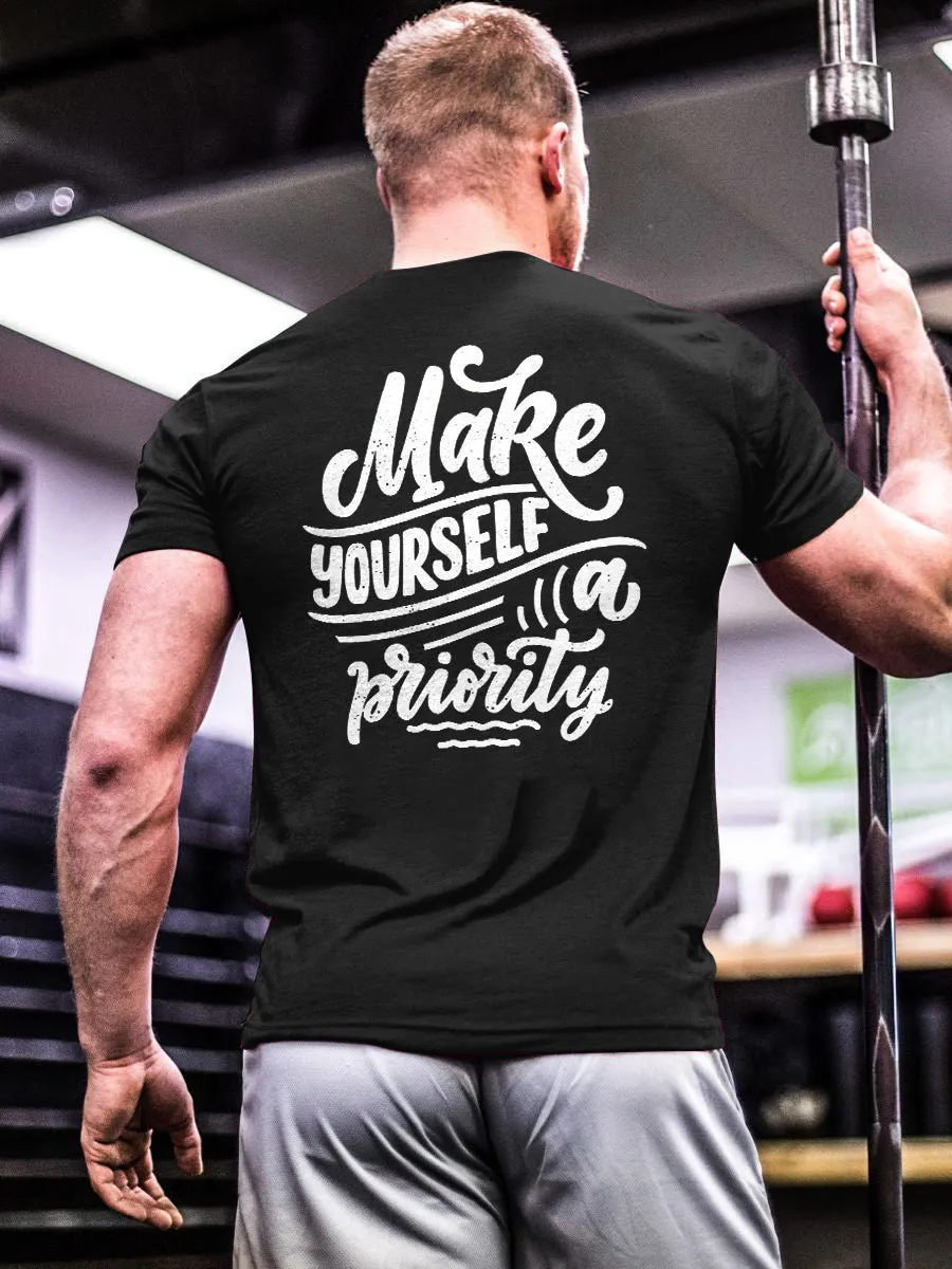 Make Yourself A Priority Printed Men's T-shirt sold by Polyalien