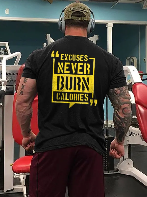 Excuses Never Burn Calories Printed Men's T-shirt sold by Polyalien