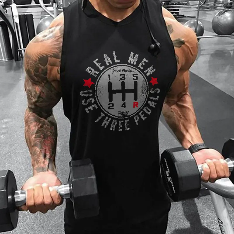 Real Men Use Three Pedals Printed Vest sold by Polyalien