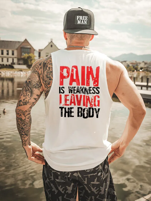 Pain Is Weakness Leaving The Body Printed Vest sold by Polyalien
