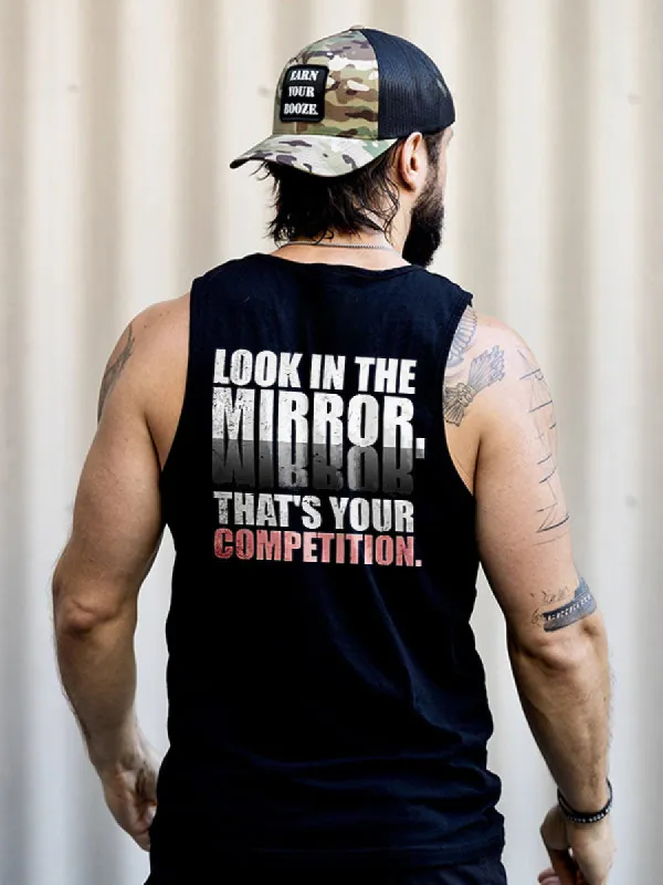 Look In The Mirror That's Your Competition Printed Vest sold by Polyalien