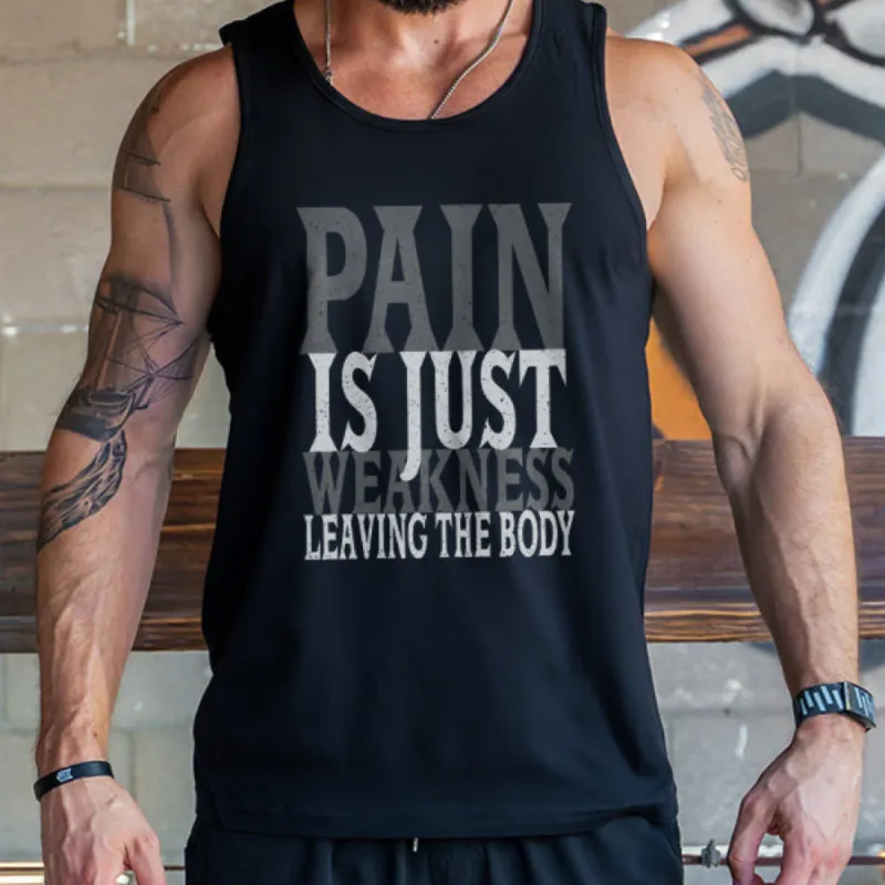 Pain Is Just Weakness Leaving The Body Printed Vest sold by Polyalien