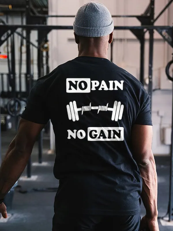 No Pain No Gain Printed Casual T-shirt sold by Polyalien