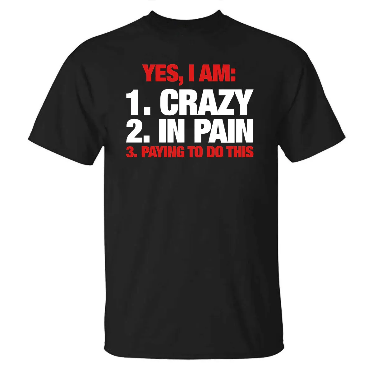 Yes, I Am:1. Crazy 2. In Pain 3. Playing To Do This Printed T-shirt sold by Polyalien product image thumbnail 2