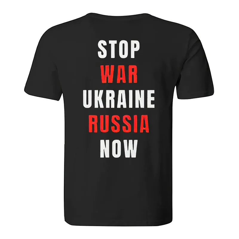 Stop War Ukraine Russia Now Letter Print Men's T-Shirt sold by Polyalien product image thumbnail 2