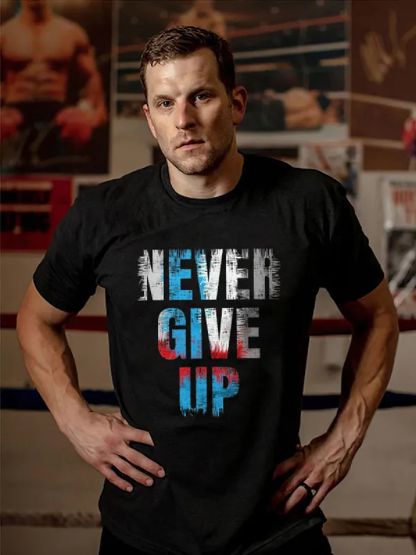 Never Give Up Printed T-shirt sold by Polyalien