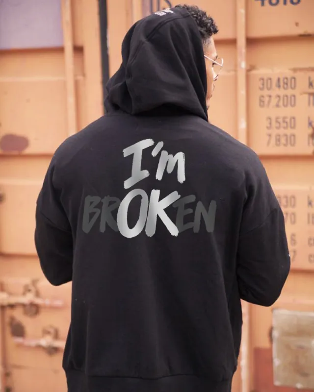 I'm Broken Letter Print Casual Hoodie sold by Polyalien