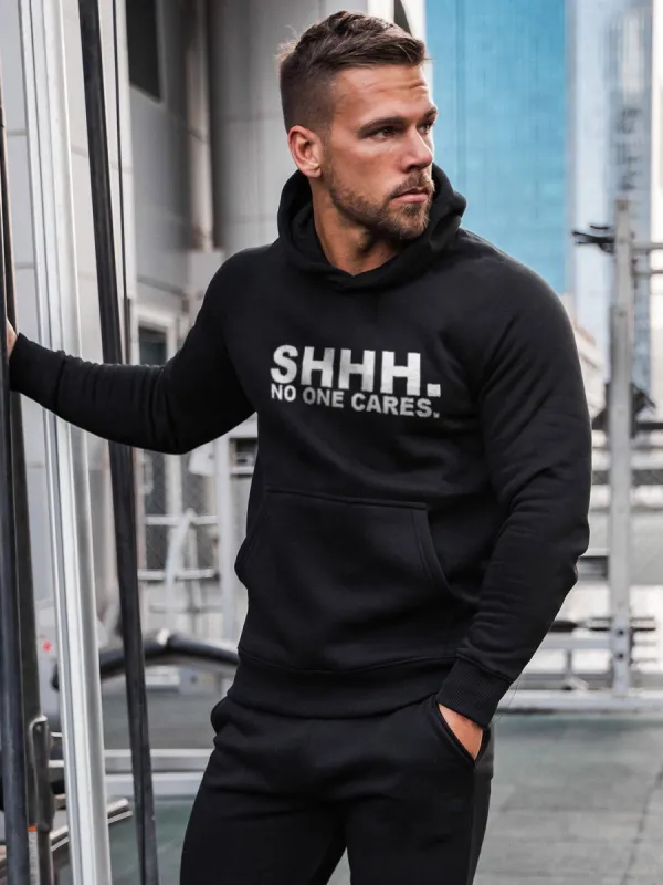 Shhh No One Cares Printed Casual Hoodie sold by Polyalien