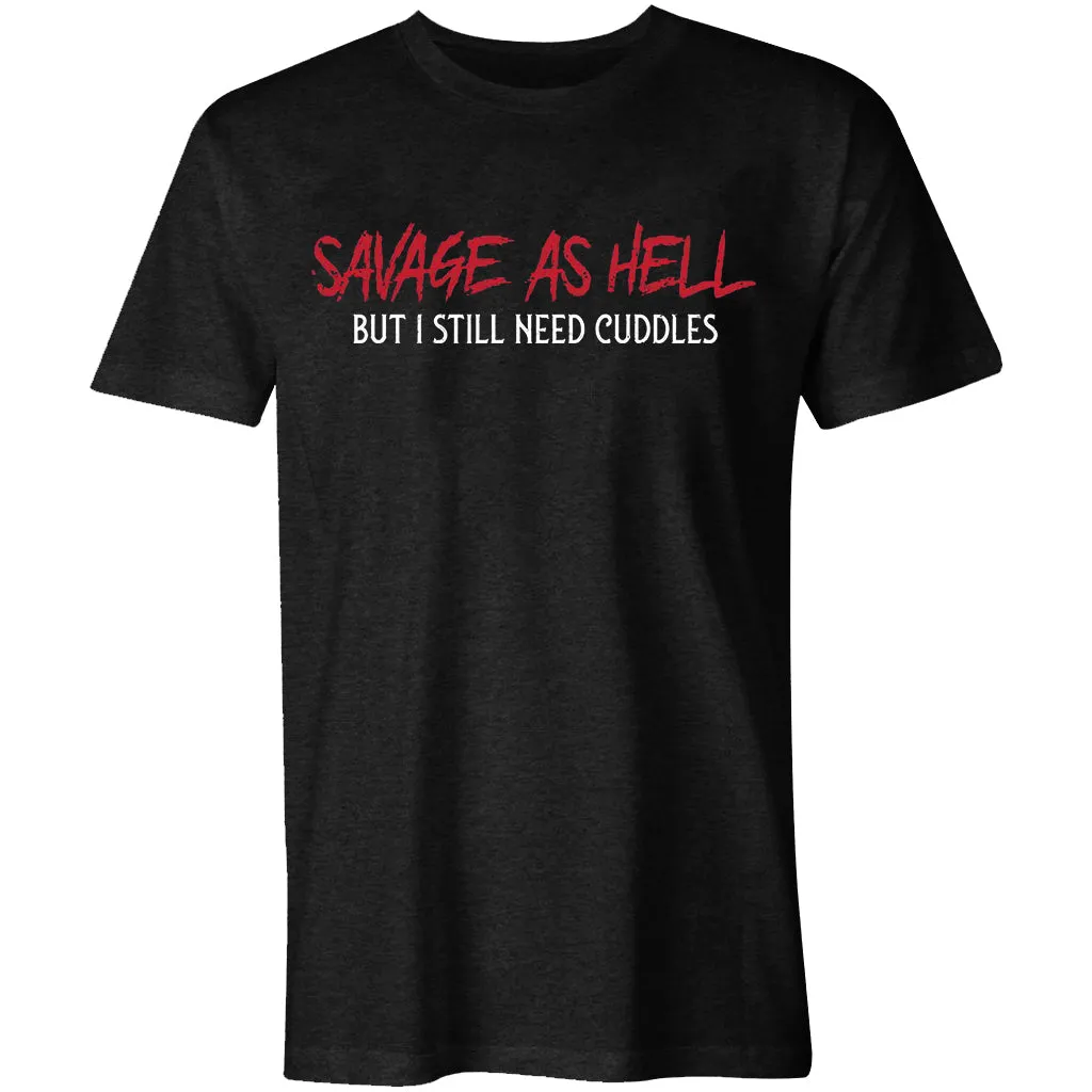 Savage As Hell Letter Print Men's Casual Tees sold by Polyalien product image thumbnail 2