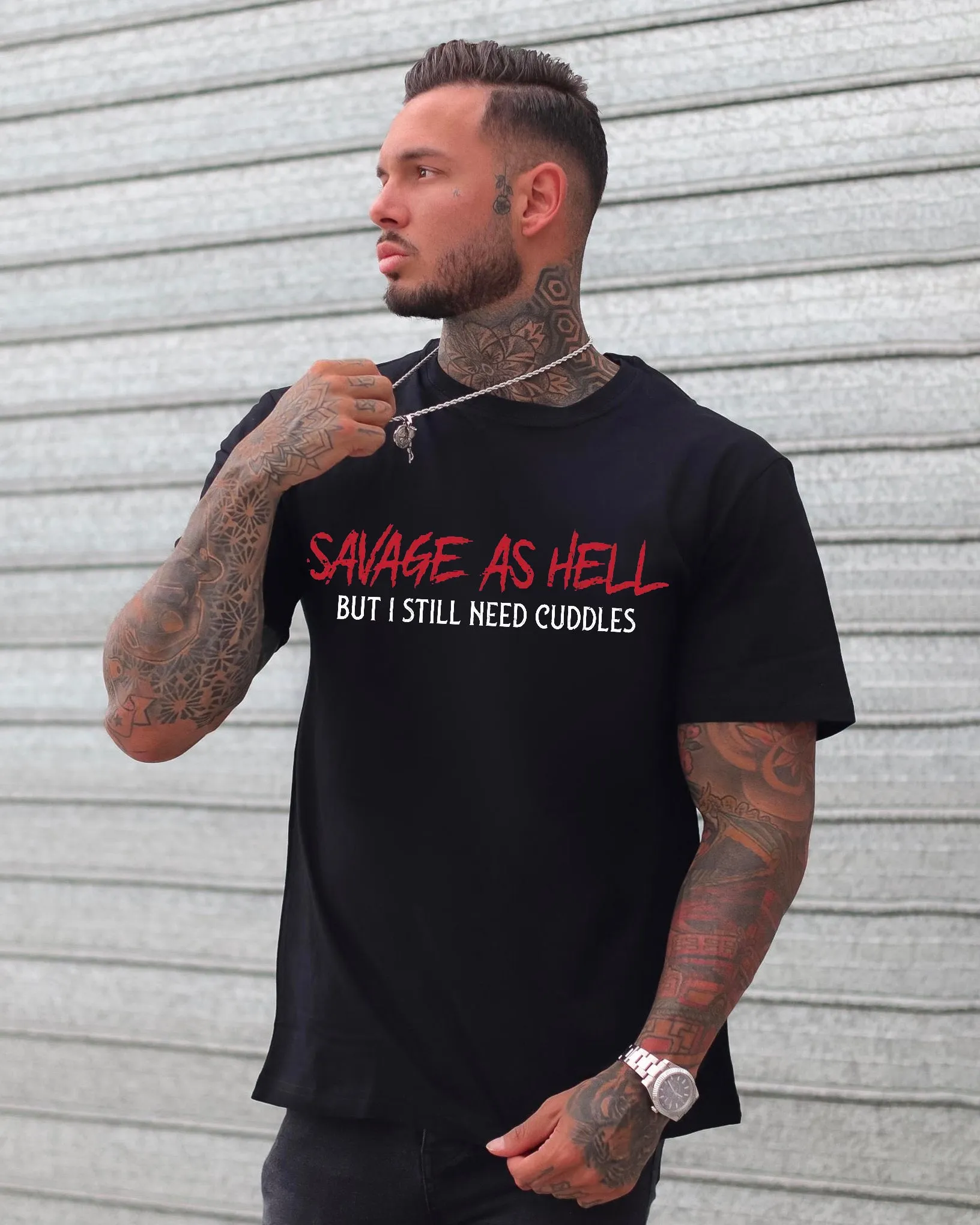Savage As Hell Letter Print Men's Casual Tees sold by Polyalien