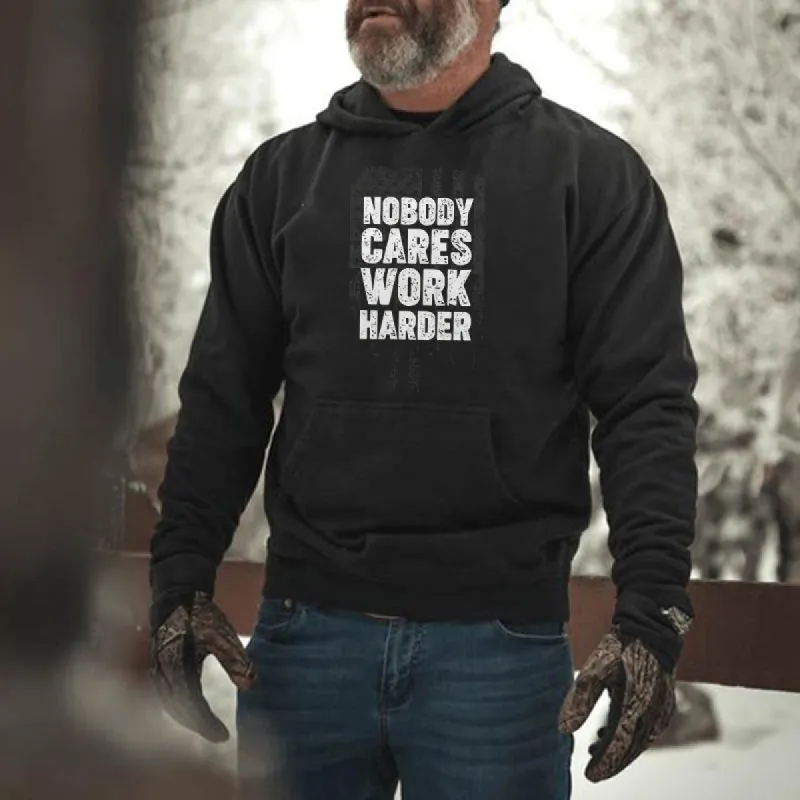 Nobody Cares Work Harde  Printed Men's Hoodie sold by Polyalien