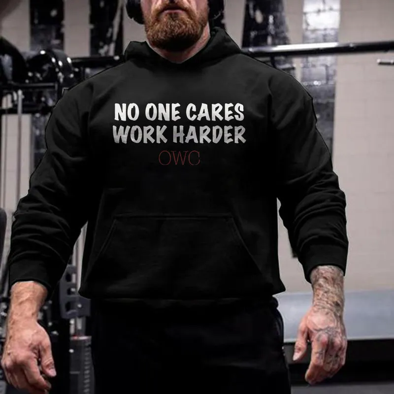 Nobody Cares Work Harde Printed Men's Hoodie sold by Polyalien