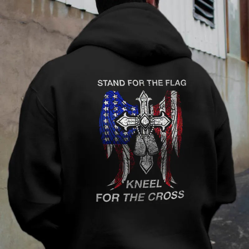 Stand For The Flag Kneel For The Cross Printed Men's Hoodie sold by Polyalien