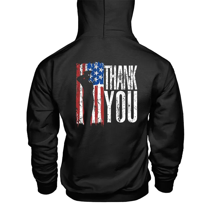 American Flag Soldier Thank You Printed Men's Hoodie sold by Polyalien product image thumbnail 2