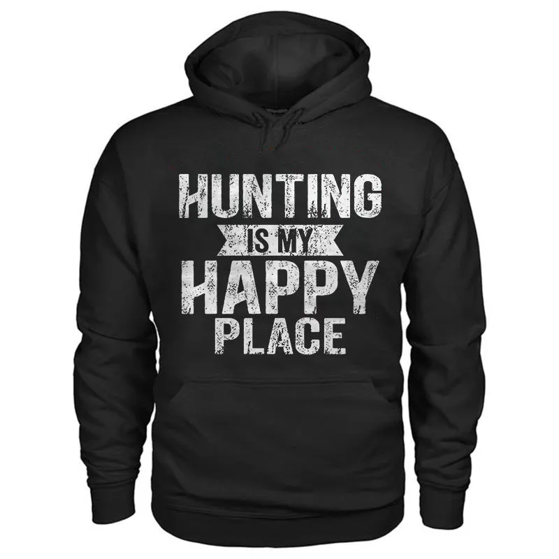 Hunting Is My Happy Place Printed Men's All-match Hoodie sold by Polyalien product image thumbnail 2