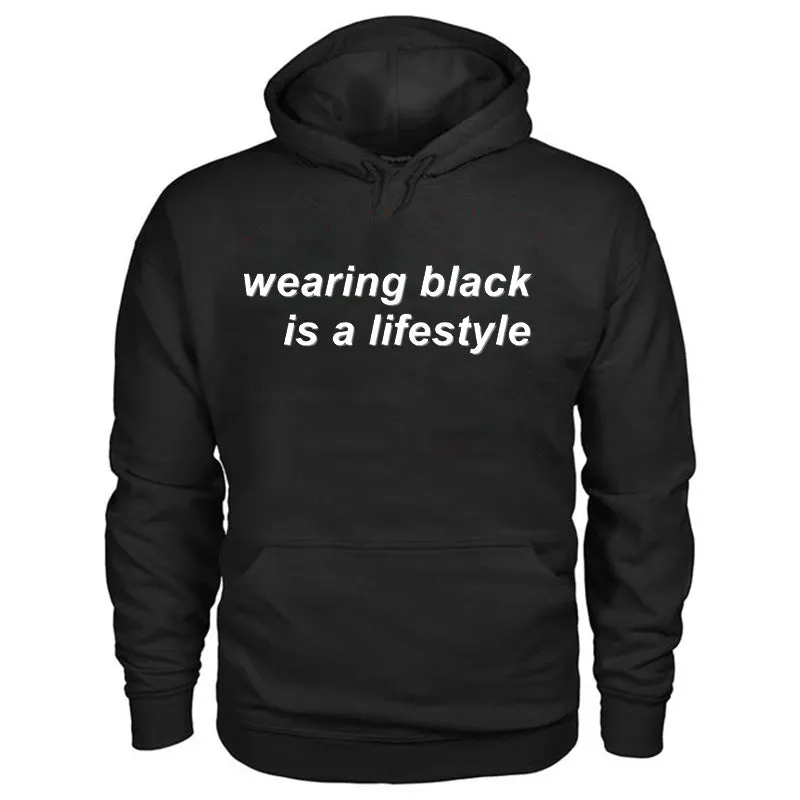 Drawstring Men's Wearing Black Is A Lifestyle Printed Hoodie sold by Polyalien product image thumbnail 2