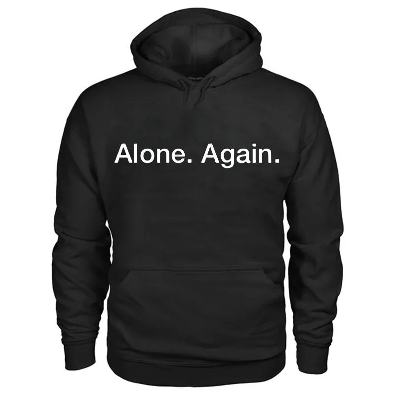 Alone Again Letter Printed Men's Drawstring Hoodie sold by Polyalien product image thumbnail 2