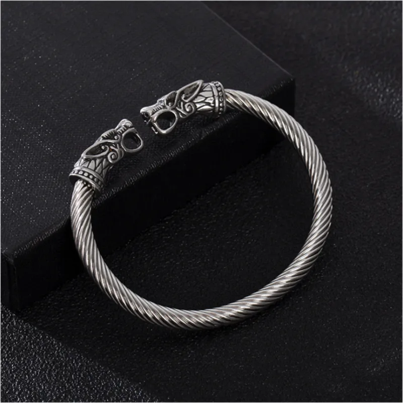 Opening Adjustable Viking Dragon Head Men's Bracelet sold by Polyalien
