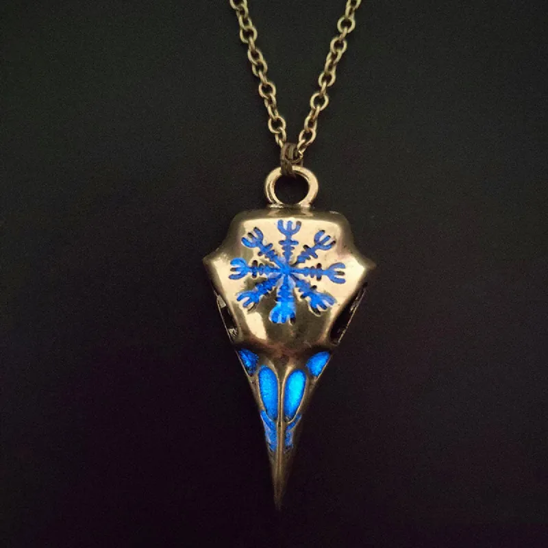 Viking Crow Skull Eagle Beak Luminous Necklace sold by Polyalien
