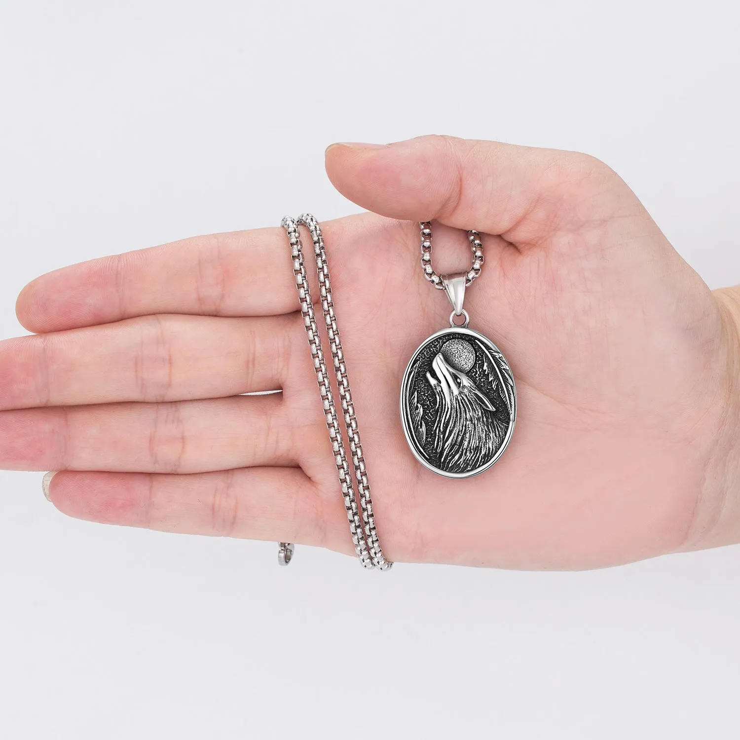 Personalized Viking Wolf Head Pendant Necklace sold by Polyalien product image thumbnail 2