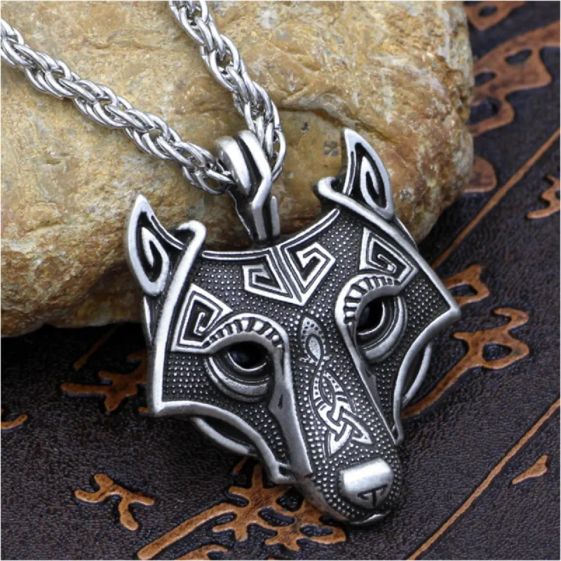 Wolf Head Amulet Pendant Viking Necklace sold by Polyalien