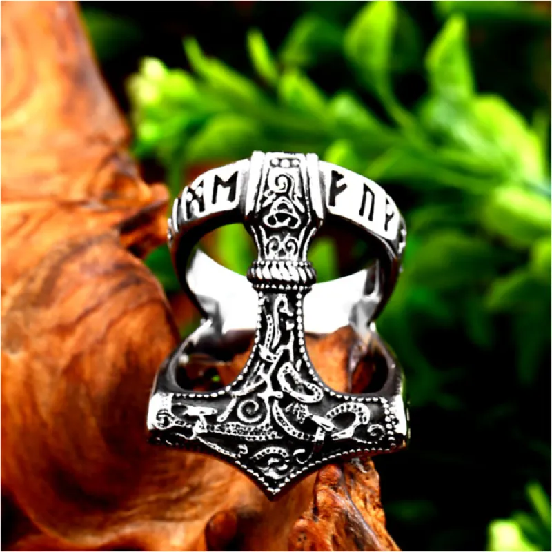 Creative Vintage Viking Letter Titanium Steel Ring sold by Polyalien