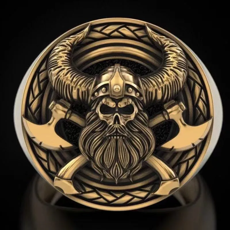 Viking Skull Men's Ring Punk Hand Jewelry made by Polyalien