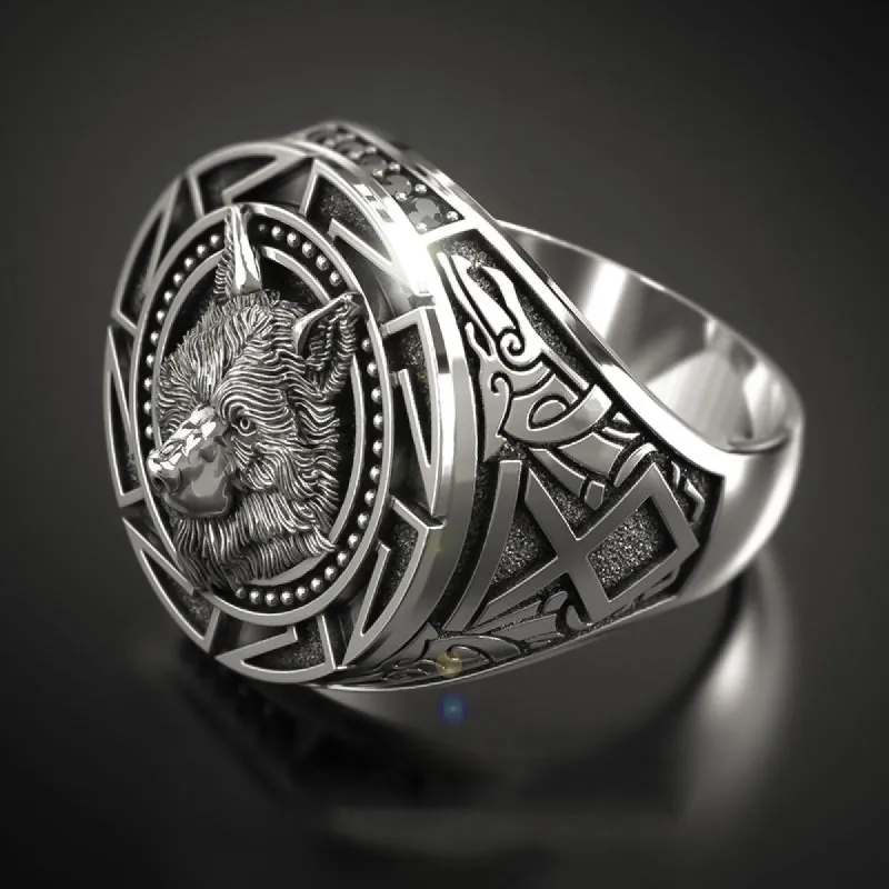 Vintage Warrior Wolf Head Totem Ring sold by Polyalien