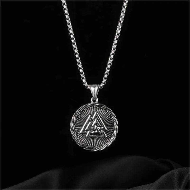 Retro Ding Triangle Rune Stainless Steel Necklace sold by Polyalien
