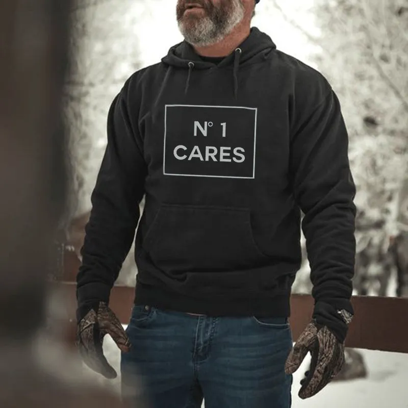No 1 Cares Printed Men's Loose Casual Hoodie sold by Polyalien
