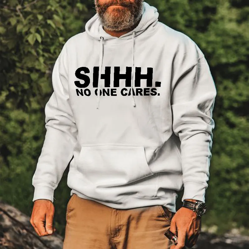 Shhh. No One Cares Printed Comfortable Men's Hoodie sold by Polyalien product image thumbnail 3