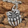 Viking Bear Paw Vintage Stainless Steel Odin Logo Men's Necklace sold by Polyalien