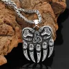 Viking Bear Paw Vintage Stainless Steel Odin Logo Men's Necklace sold by Polyalien