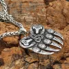Viking Bear Paw Vintage Stainless Steel Odin Logo Men's Necklace sold by Polyalien