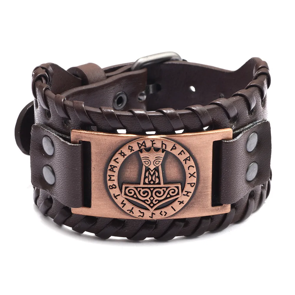 Men's Alloy Leather Design Thor's Hammer Bracelet sold by Polyalien product image thumbnail 3